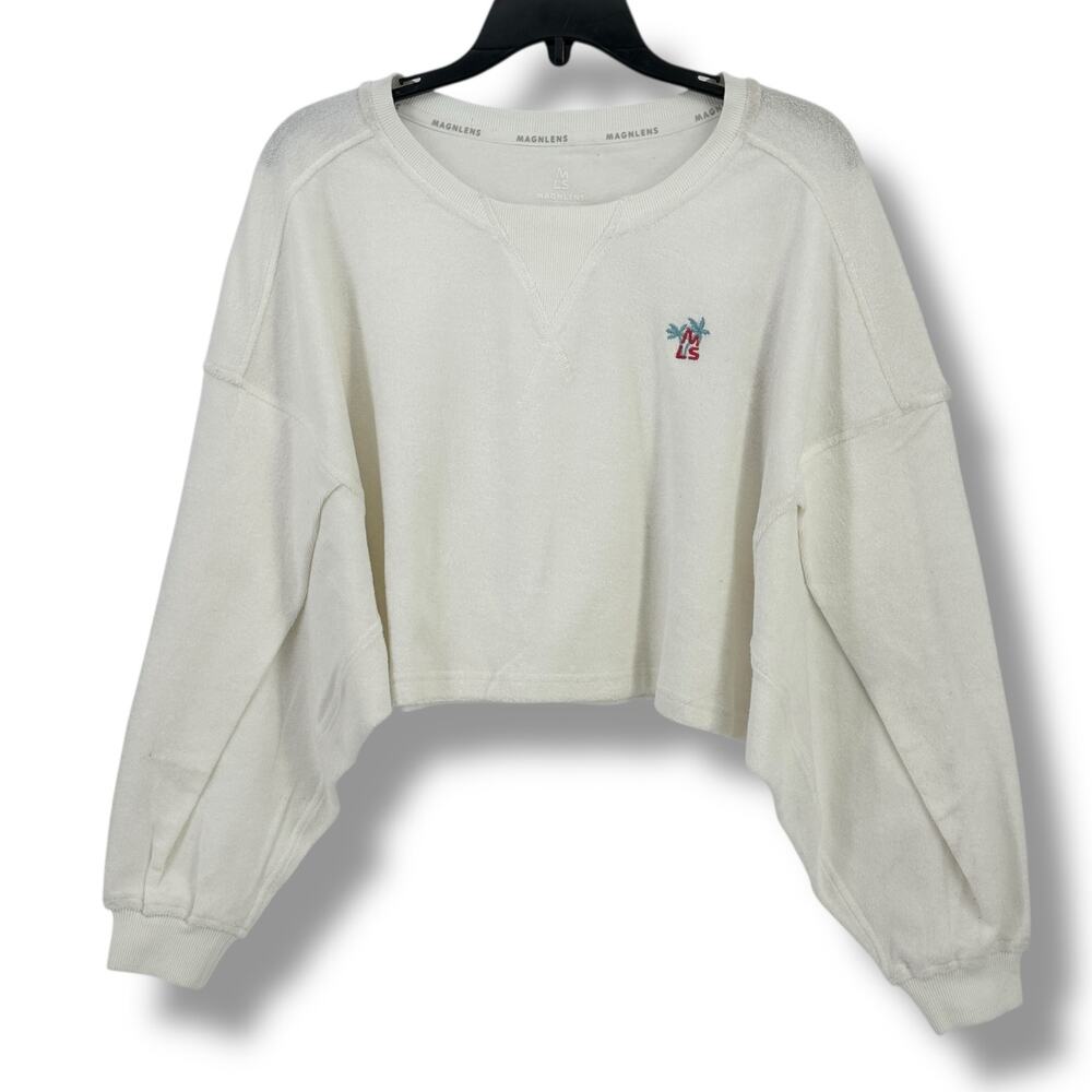 Magnlens Terry Cropped Dolman Sweatshirt Womens Size Large 175